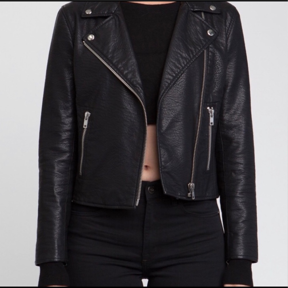 Moto Jacket with Faux Leather